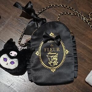 Maison De Fleur - Kuku - Black and Gold Kids Bag with Cat Design